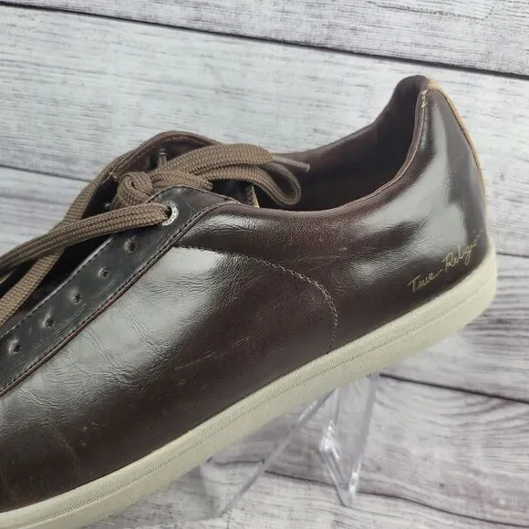 TRUE RELIGION-Men’s 10.5 Brown Leather Athletic Shoes Sneakers